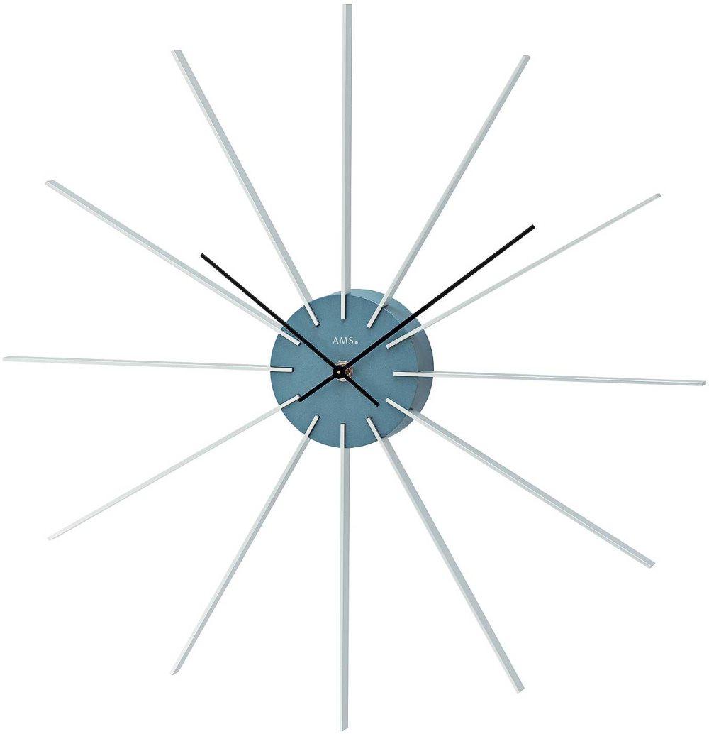 Wall Clock AMS 9596, Quartz, Blue, Analogue, Modern