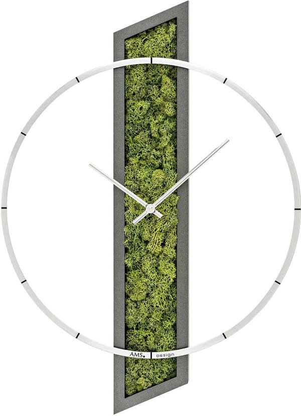 Wall Clock AMS 9605, Quartz, Grey, Analogue, Modern