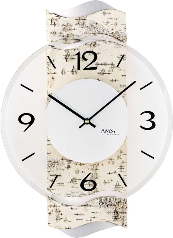 Wall Clock AMS 9624, Quartz, Transparent, Analogue, Modern