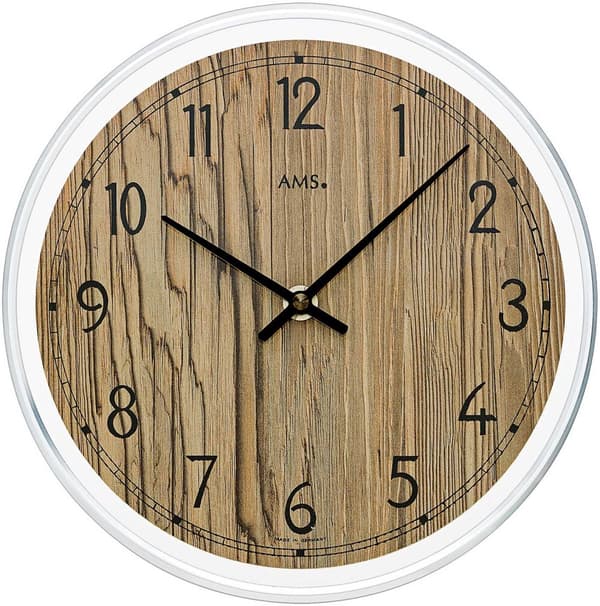 Wall Clock AMS 9632, Quartz, Brown, Analogue, Modern