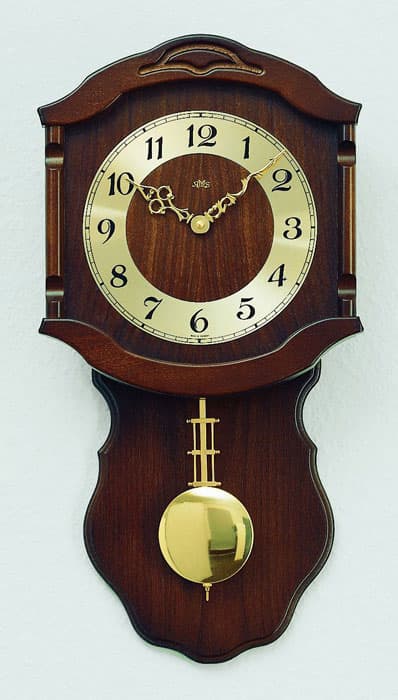 Wall Clock AMS 964/1, Quartz, Gold, Analogue, Classic