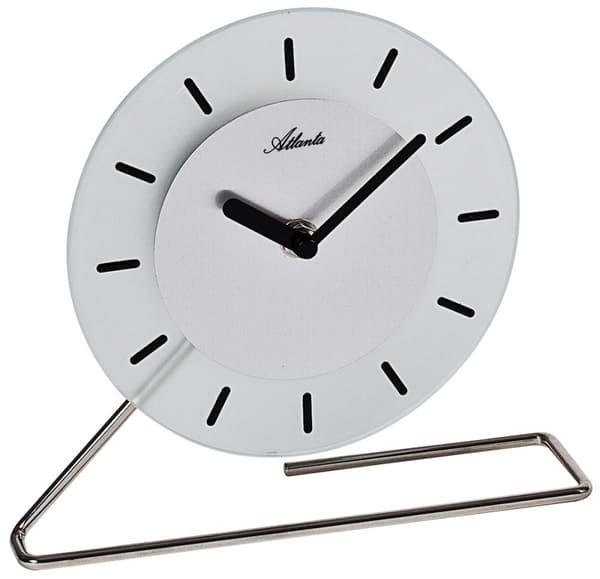 Table Clock Atlanta 3116/19, Quartz, White, Analogue, Modern