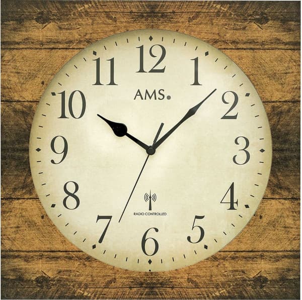 Wall Clock ams 5550, Quartz, Cream, Analogue, Classic