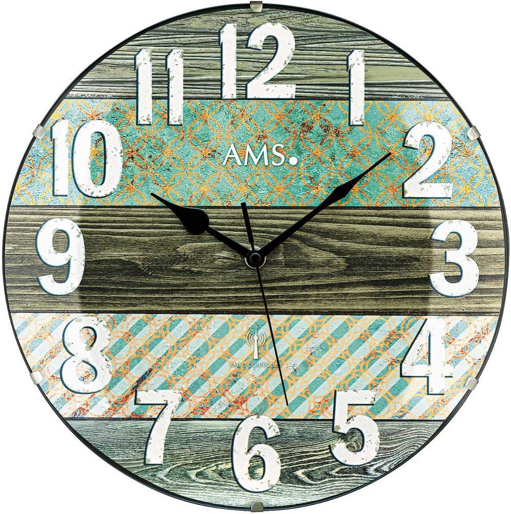 Wall Clock ams 5556, Quartz, Blue, Analogue, Modern