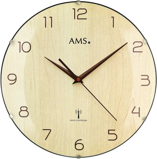 Wall Clock ams 5557, Quartz, Cream, Analogue, Modern