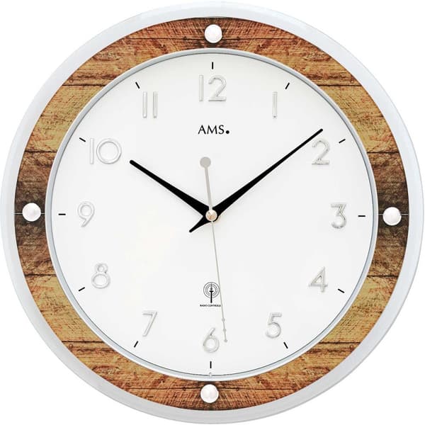 Wall Clock ams 5565, Quartz, White, Analogue, Modern
