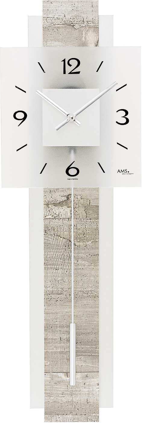 Wall Clock ams 7471, Quartz, Silver, Analogue, Modern