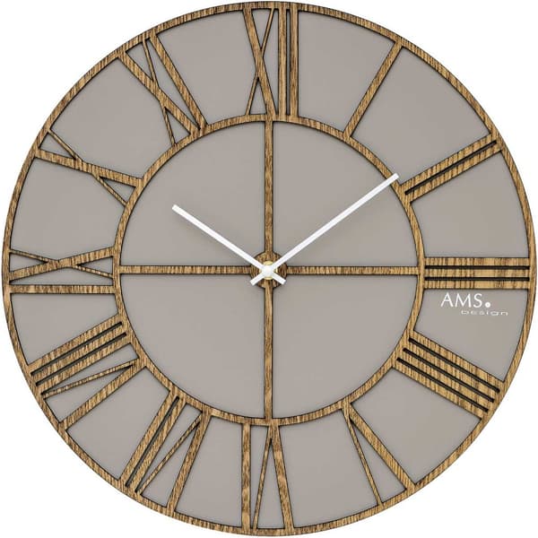 Wall Clock ams 9635, Quartz, Grey, Analogue, Modern