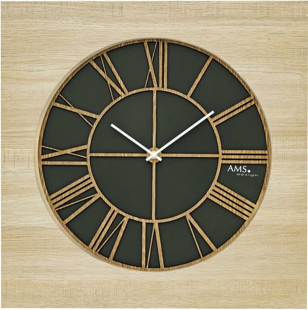 Wall Clock ams 9641, Quartz, Green, Analogue, Modern