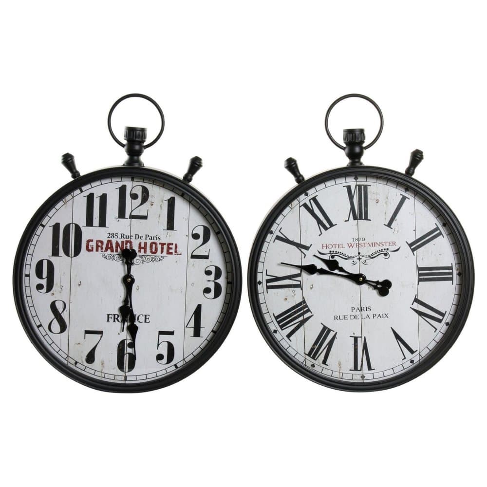Väggklocka DKD Home Decor Hotel Glas Järn (2 pcs) (50 x 10 x 66 cm)
