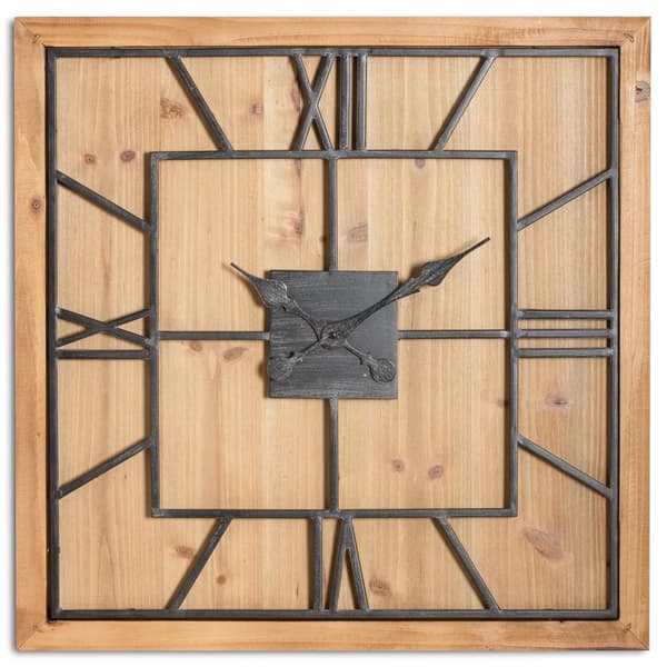 Hill Interiors Williston Square Wall Clock Brown/Black 90cm x 5cm x 90cm