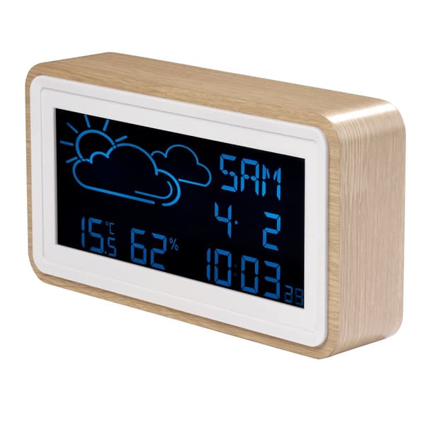 Værstasjon Klokke Alarmkalender WS-72 Wood