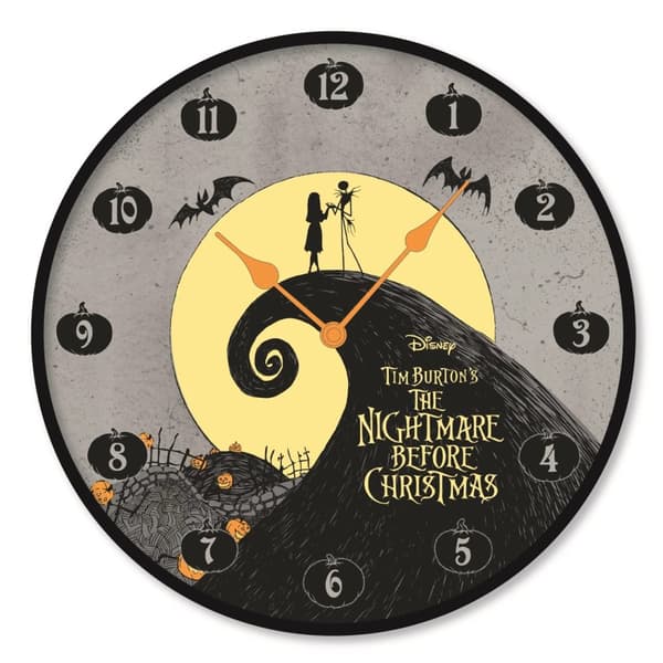 Nightmare Before Christmas Jack and Sally Wall Clock Black/Grey/Yellow One Size