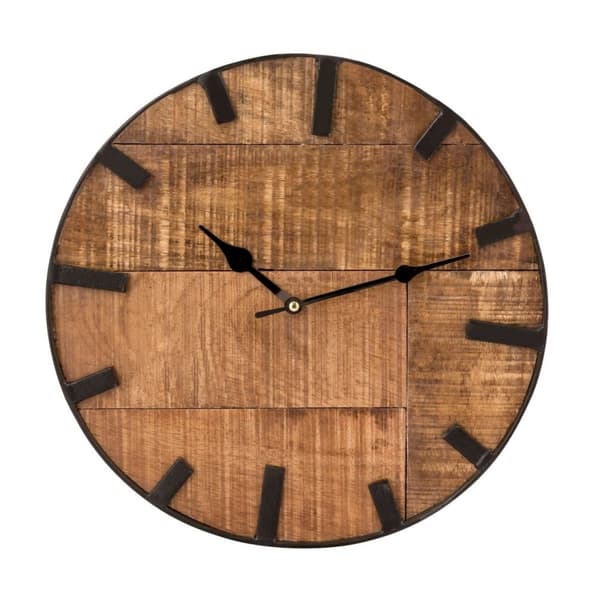 Väggklocka vardagsrum klocka rund vintage tyst Ø 30 cm mango trä