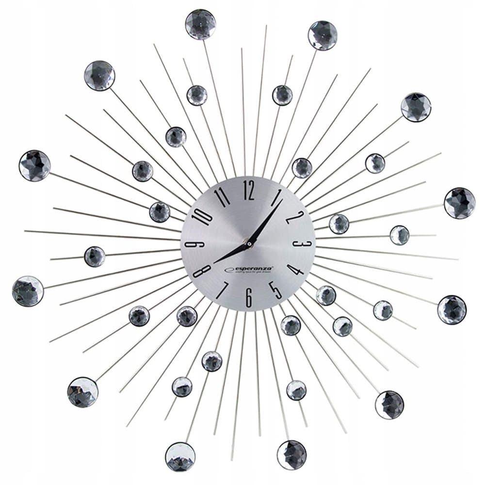 Esperanza - Väggklocka med Kristaller, 50 cm - Silver