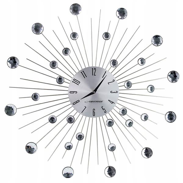 Esperanza - Veggklokke med Krystaller, 50 cm - Sølv