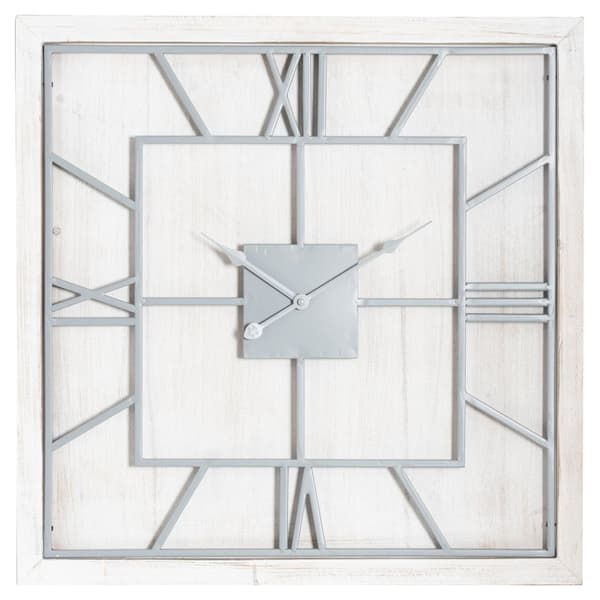 Hill Interiors Williston Square väggklocka White/Silver 90cm x 5cm x 90cm