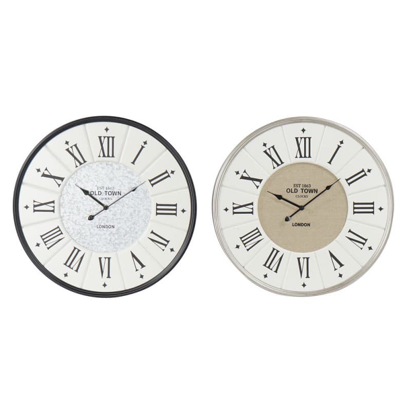Väggklocka DKD Home Decor Grå Beige Järn Trä MDF (2 pcs) (60 x 5 x 60 cm)