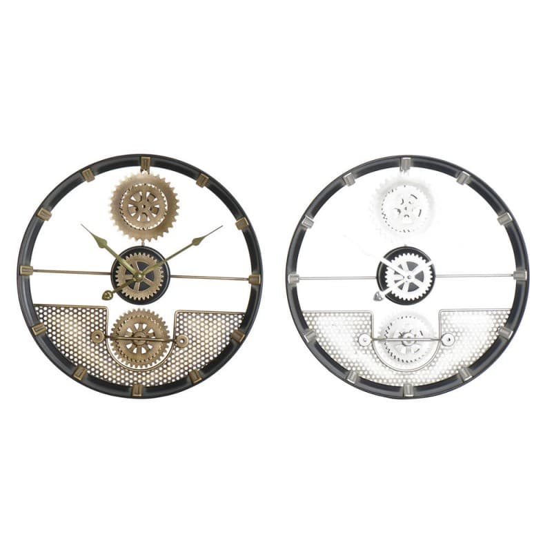 Väggklocka DKD Home Decor Silvrig Gyllene Järn Drev (40 x 5.5 x 40 cm) (2 pcs)
