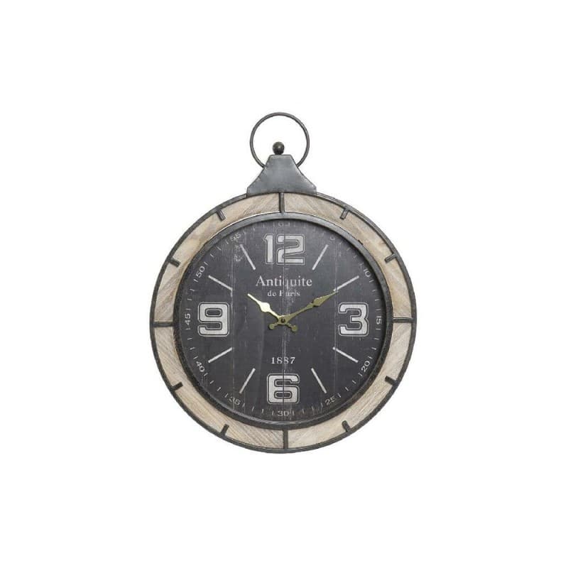 Väggklocka DKD Home Decor Svart Järn Trä MDF (40 x 6 x 52 cm)