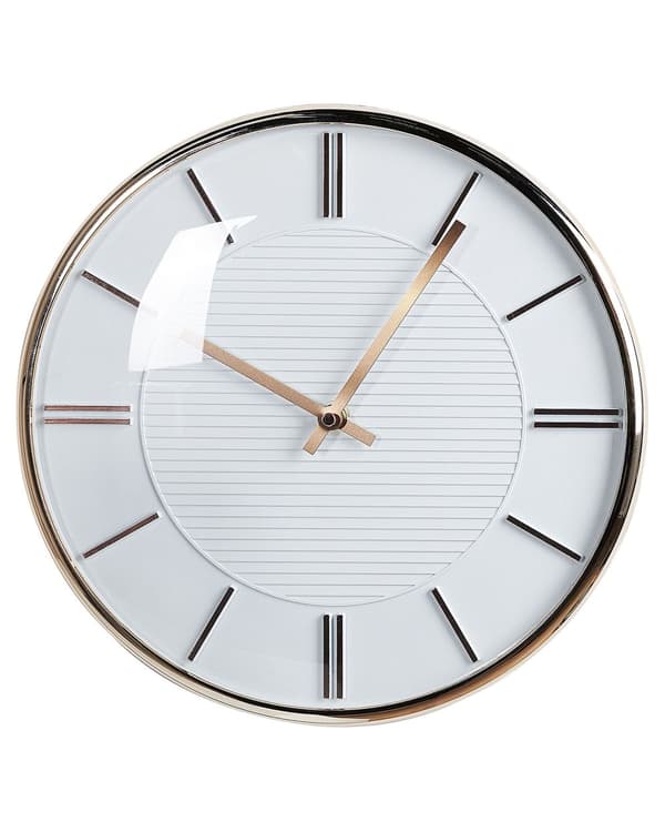Vægur Hvid og Kobber Aluminium og Glas ø 34 cm Retro Køkkenur Glam Design Uden Tal til Stuen Minimalistisk Skandinavisk Vægdekoration