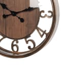 Miniatyrbillede 5 af 5: Vægur Brun Glas Aluminium ø 52 cm Rund Boligindretning Dekor Træ Look Antik Stor Køkkenur Vintage Arabertal Stue Soveværelse Tilbehør