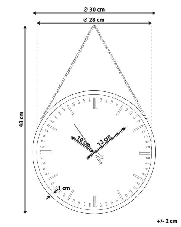Vægur Sort og Kobber Malet Aluminium Syntetisk Materiale ø 30 cm Moderne Design