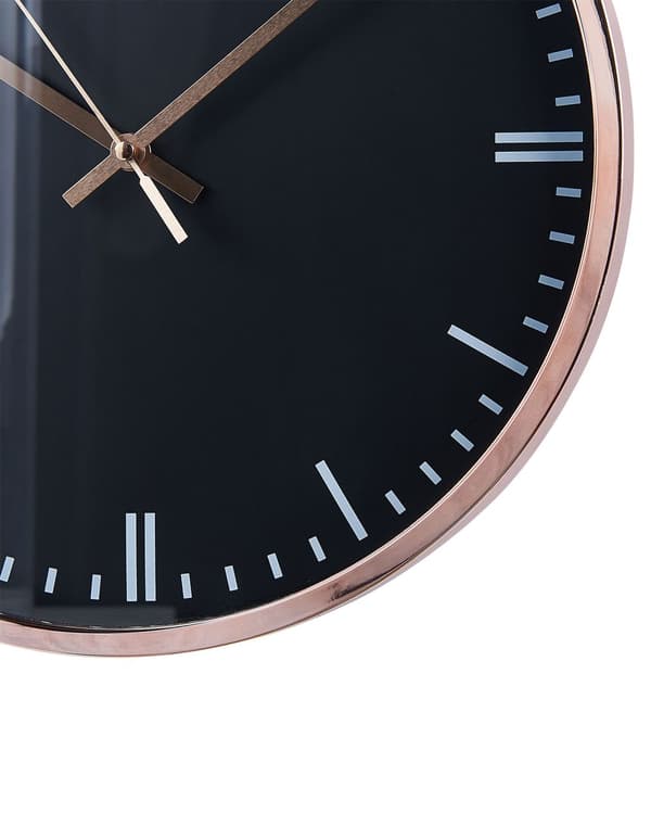 Väggklocka Svart Kopparram Syntetmaterial ø 30 cm Modern Design Hängdekor
