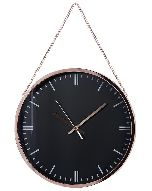 Väggklocka Svart Kopparram Syntetmaterial ø 30 cm Modern Design Hängdekor