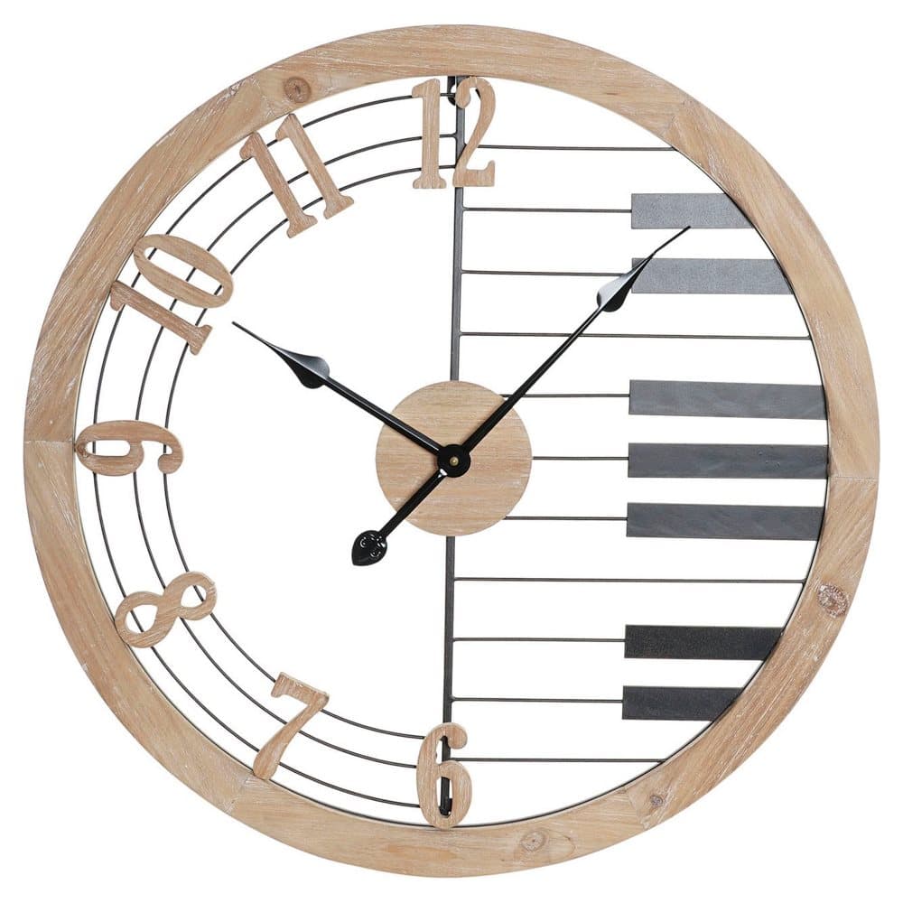 Väggklocka DKD Home Decor Svart Järn Trä MDF (60 x 4 x 60 cm)