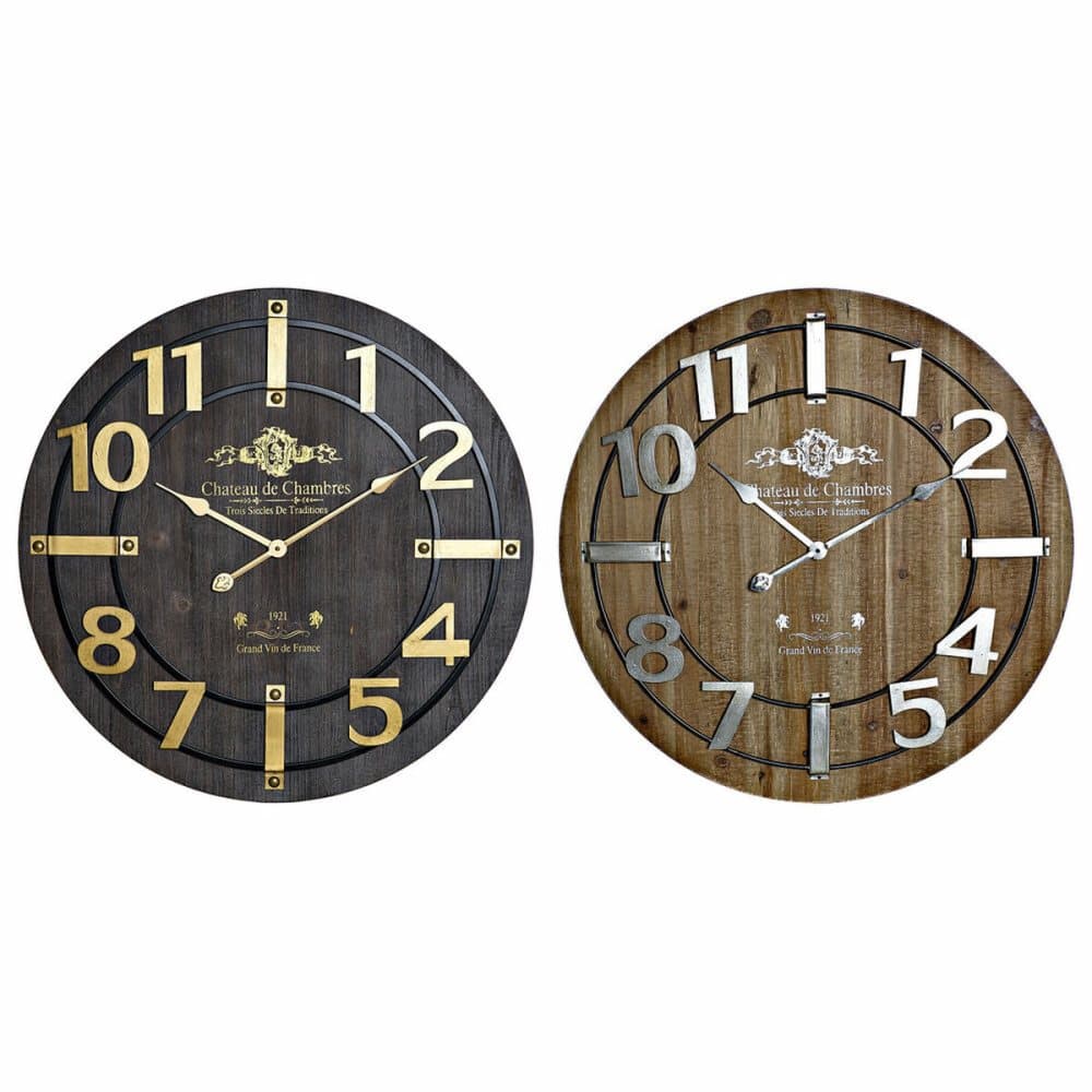 Väggklocka DKD Home Decor Svart Järn Trä MDF (68 x 3 x 68 cm) (2 pcs)