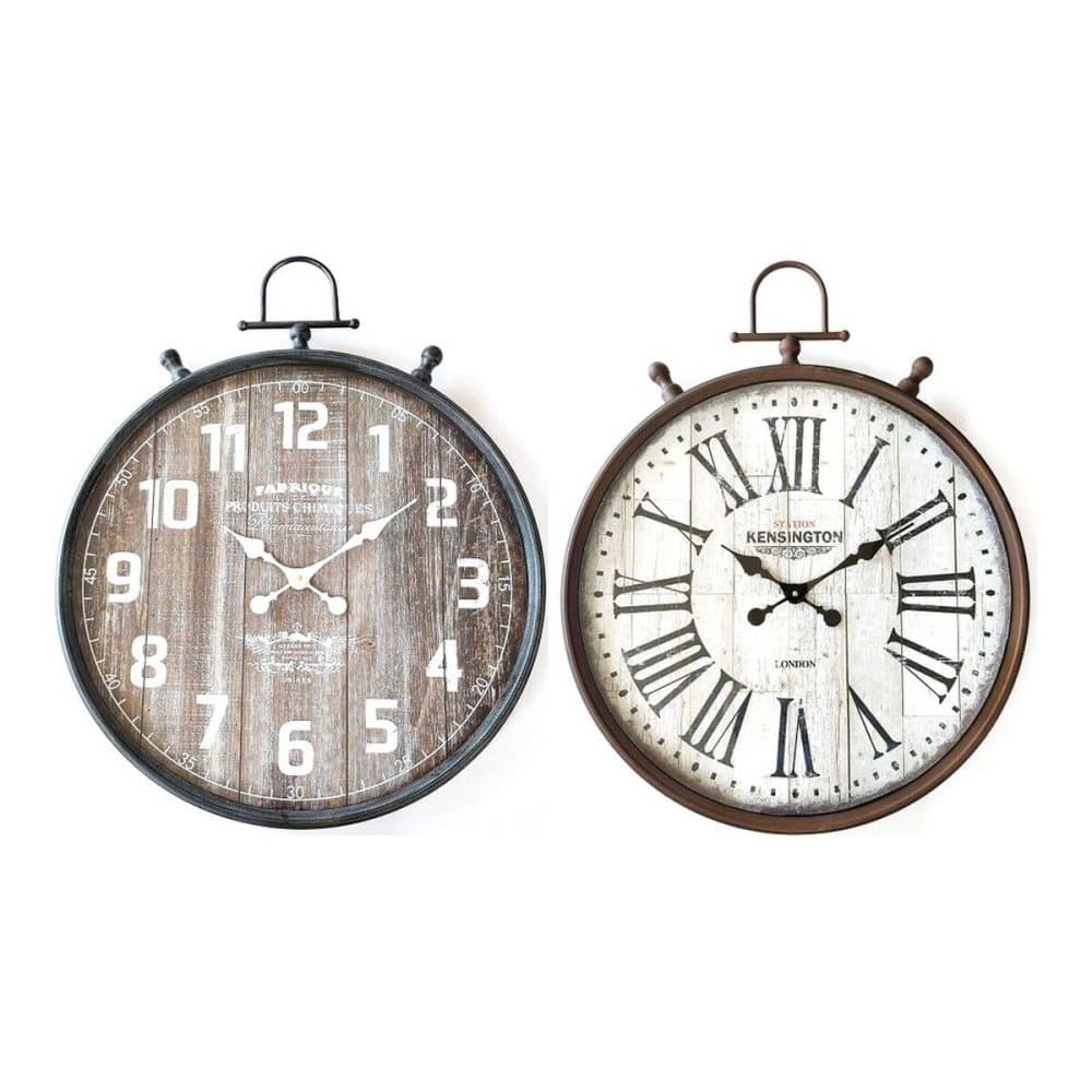 Väggklocka DKD Home Decor Grå Vit Järn Trä MDF (60 x 6 x 74 cm) (2 pcs)