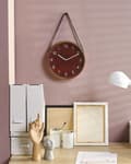 Miniatyrbilde 2 av 5: Veggklokke Brun MDF Kunstskinn ø 26 cm Vintage Retro