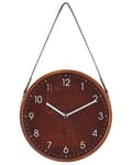 Miniatyrbilde 1 av 5: Veggklokke Brun MDF Kunstskinn ø 26 cm Vintage Retro