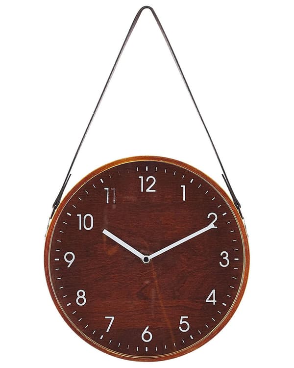 Veggklokke Brun MDF Kunstskinn ø 26 cm Vintage Retro