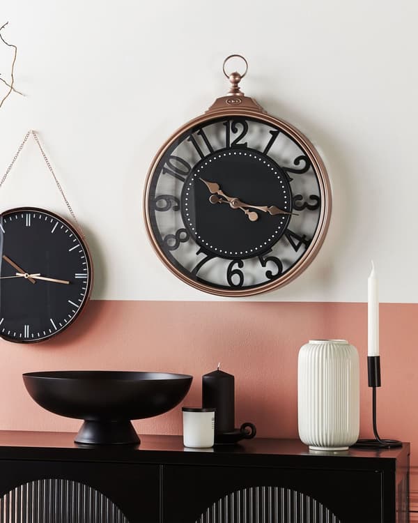 Veggklokke Svart Kobber Metall ø 52 cm Arabiske tall Moderne Design