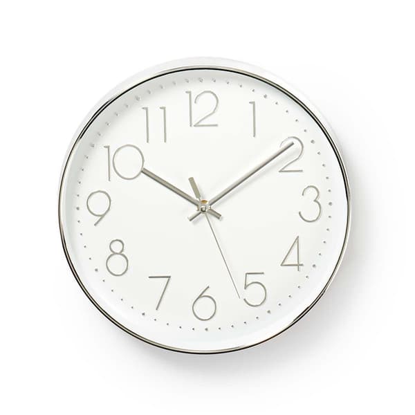 Nedis Veggur | Diameter: 300 mm | Plast | Hvit / Sølv