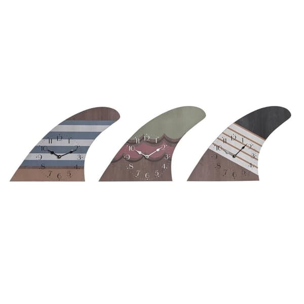 Vægur DKD Home Decor Surf Multifarvet Træ MDF Middelhavet (30 x 4,5 x 43 cm) (3 enheder)