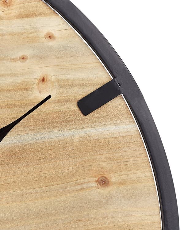 Veggklokke Lyst tre Metall ø 60 cm Rund form Moderne design Tilbehør Dekorasjon Hjemmekontor Stue