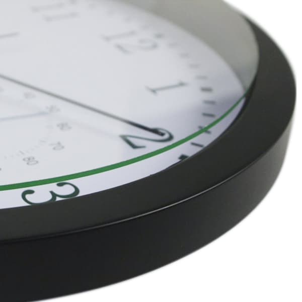 INF Stillegående veggklokke med termometer og hygrometer Sort