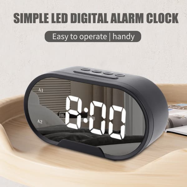 Digitalt vækkeur snooze funktion 12/24 display spejl overflade