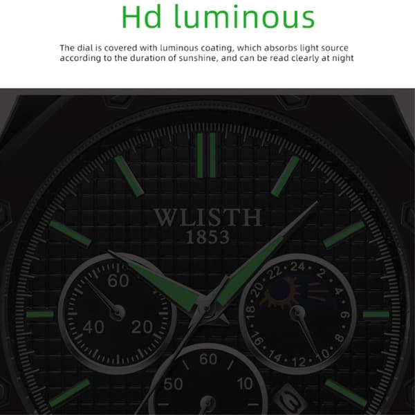 Armbåndsur Herre WLISTH Fashion Analog Quartz Ur Lysende