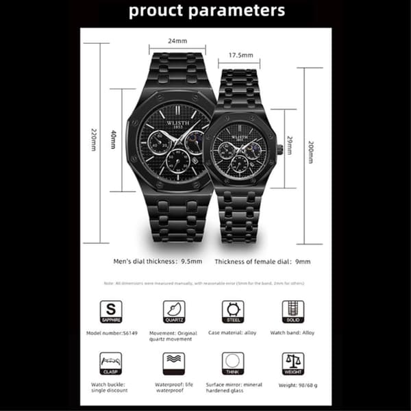 Armbåndsur Herre WLISTH Fashion Analog Quartz Ur Lysende