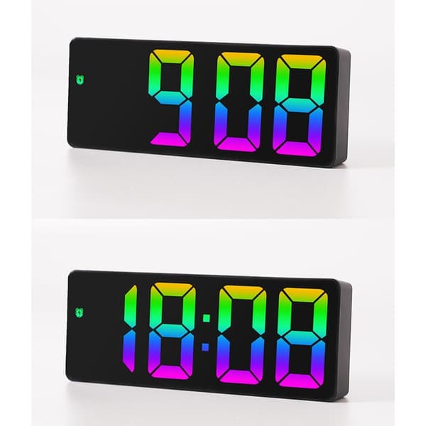 LED Klokke Elektronisk Digital Vekkerklokke Fargerik 12/24H Hvit