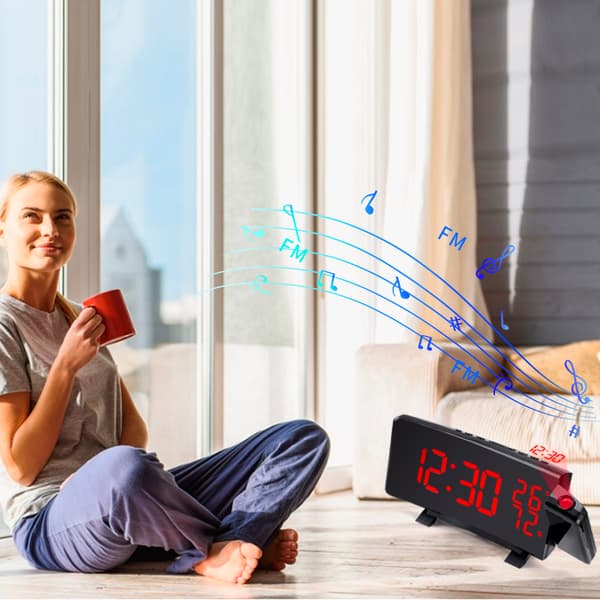 INF Multifunktionelt LED-projektion vækkeur / temperatur / fugtighed / snooze