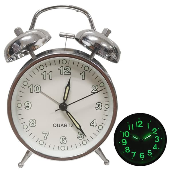 Retro Twin Bell Alarm Tyst Väckarklocka