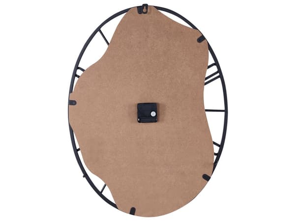 Veggklokke i lyst tre og svart jernramme 46 x 60 cm Malt finish Rund form Klassisk design Hjemmetilbehør Dekor Stue Soverom