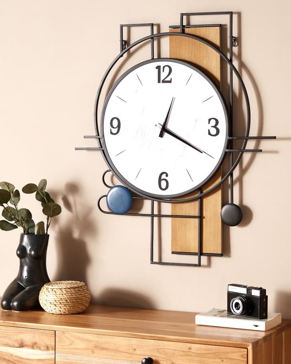 Veggklokke Flerfarget MDF-ramme 60 x 70 cm Malt finish Uregelmessig form Klassisk design Hjemmetilbehør Dekor Stue Soverom