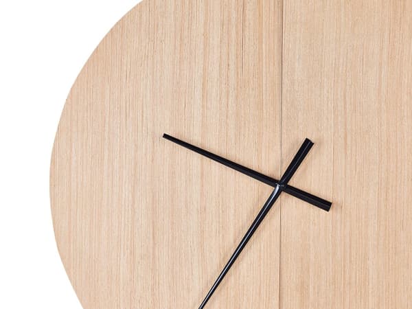 Veggklokke Lys tre MDF-ramme 60 cm Malt finish Rund form Klassisk design Hjemmetilbehør Innredning Stue Soverom