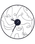 Pikkukuva 1 / 5: Seinäkello musta rauta metallikehys ø 50 cm abstrakti kuvio pyöreä minimalistinen